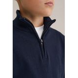 WE Fashion - Jongens trui met rits - Regular fit - Donkerblauw - Katoen - Maat: 98/104