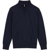 WE Fashion - Jongens trui met rits - Regular fit - Donkerblauw - Katoen - Maat: 98/104
