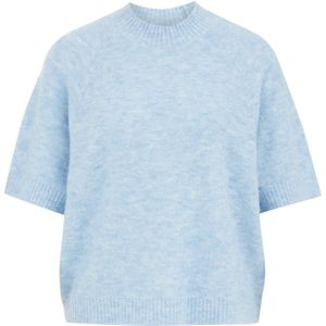 WE Fashion - Gebreide Trui - Lichtblauw - Driekwart Mouwen
