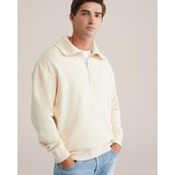 WE Fashion - Sweatshirt - Natuurwit - Halve Rits - Schipperskraag