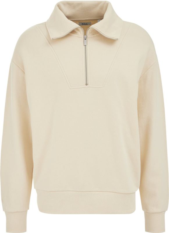 WE Fashion - Sweatshirt - Natuurwit - Halve Rits - Schipperskraag