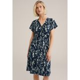 WE Fashion - Dames Jurk - Midi-lengte - V-hals - Korte Mouwen - Met Dessin