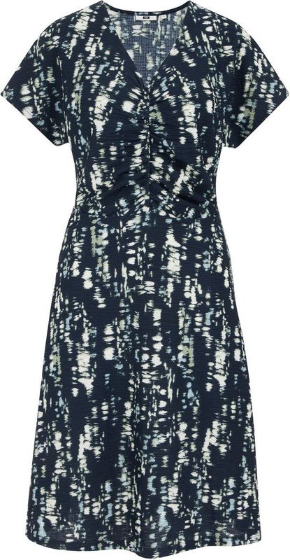 WE Fashion - Dames Jurk - Midi-lengte - V-hals - Korte Mouwen - Met Dessin