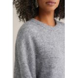 WE Fashion - Dames Premium Fijngebreide Trui - Grijs - Regular Fit