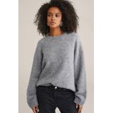 WE Fashion - Dames Premium Fijngebreide Trui - Grijs - Regular Fit