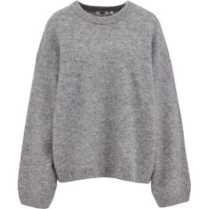 WE Fashion - Dames Premium Fijngebreide Trui - Grijs - Regular Fit