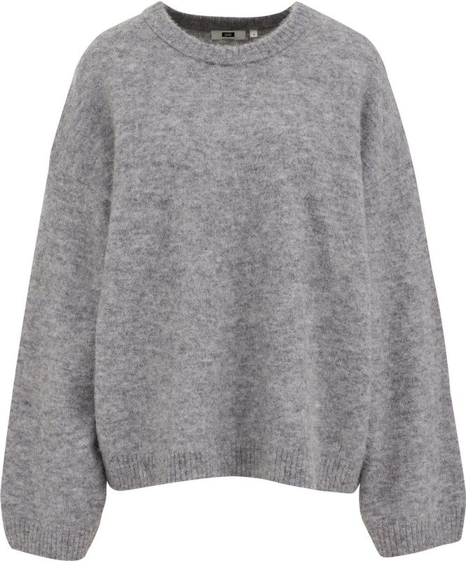 WE Fashion - Dames Premium Fijngebreide Trui - Grijs - Regular Fit