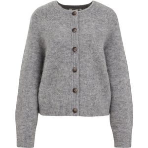 Placitiume Oversized gebreide damescardigan-sweater met knopen en lange mouwen voor herfst, Zwart, S