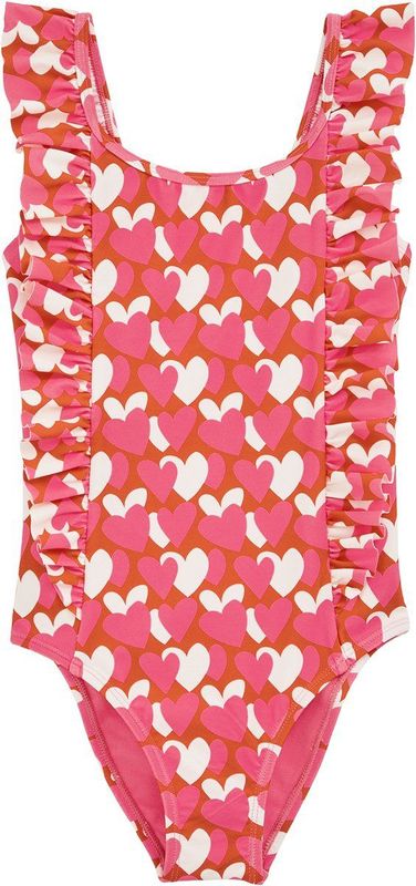 WE Fashion - Badpak - Roze/Ecru - Met Ruches