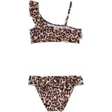 WE Fashion - One Shoulder Bikini - Bruin/Beige - Halterbikini