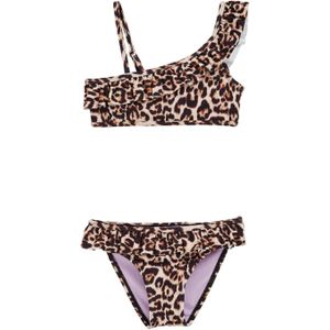 WE Fashion - One Shoulder Bikini - Bruin/Beige - Halterbikini