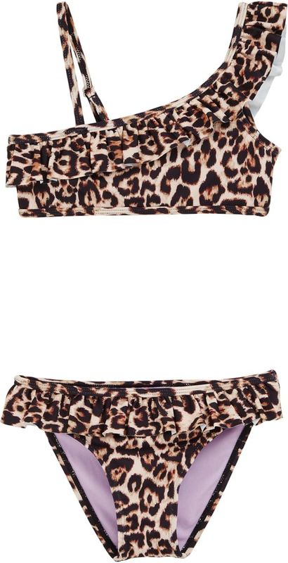 WE Fashion - One Shoulder Bikini - Bruin/Beige - Halterbikini