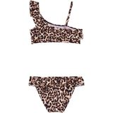 WE Fashion - One Shoulder Bikini - Bruin/Beige - Halterbikini