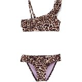 WE Fashion - One Shoulder Bikini - Bruin/Beige - Halterbikini