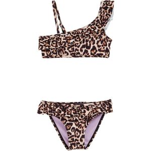 WE Fashion - One Shoulder Bikini - Bruin/Beige - Halterbikini