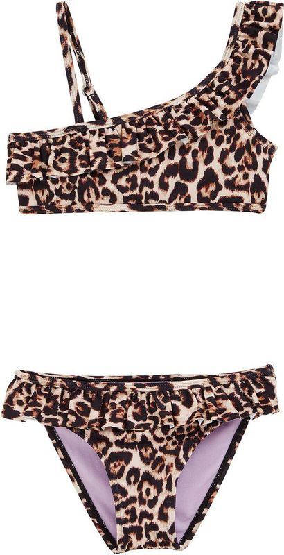 WE Fashion - One Shoulder Bikini - Bruin/Beige - Halterbikini