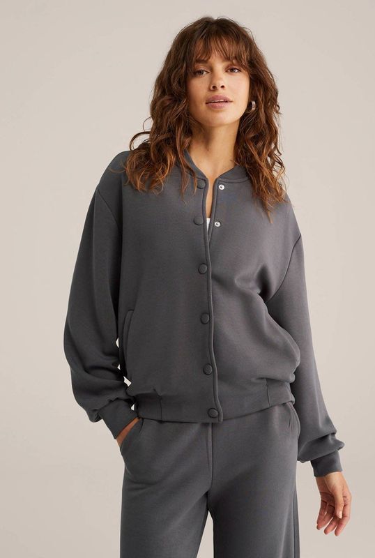 WE Fashion - Dames bomberjack - Donkergrijs - Regular fit