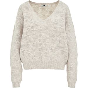 WE Fashion - Gebreide Trui - Beige - Met Wol