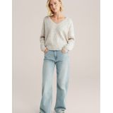 WE Fashion - Gebreide Trui - Beige - Met Wol