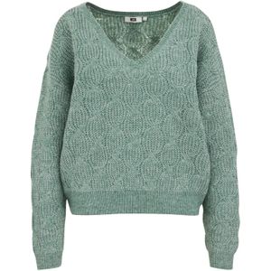 WE Fashion - Dames Trui - Groen - Regular Fit