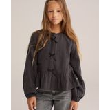 WE Fashion - Blouse - Donkergrijs - Regular Fit - Katoen