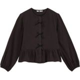 WE Fashion - Blouse - Donkergrijs - Regular Fit - Katoen