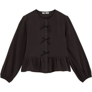 WE Fashion - Blouse - Donkergrijs - Regular Fit - Katoen