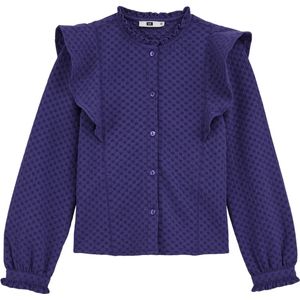 WE Fashion - Blouse - Donkerpaars - Lange Ballonmouwen - Ronde Hals