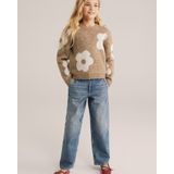 WE Fashion - Gebloemde Sweater - Lichtbruin