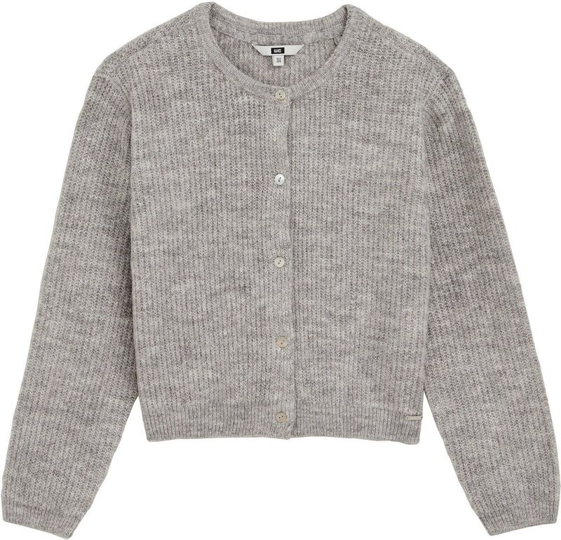 WE Fashion vest grijs melange gebreid