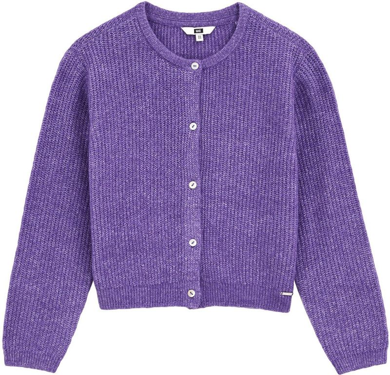 WE Fashion - Gebreid Vest - Lila - Normale Pasvorm - Lange Mouw