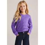 WE Fashion - Gebreid Vest - Lila - Normale Pasvorm - Lange Mouw
