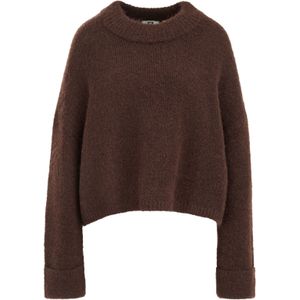WE Fashion - Pullover - Donkerbruin - Met Wol