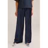 WE Fashion - Wide Leg Broek - Donkerblauw - Regular Waist