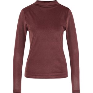 WE Fashion - Top - Donkerrood - Aansluitende Pasvorm - Lange Mouwen