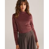 WE Fashion - Top - Donkerrood - Aansluitende Pasvorm - Lange Mouwen