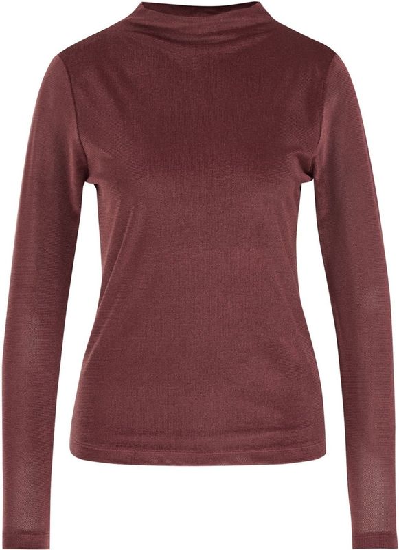 WE Fashion - Top - Donkerrood - Aansluitende Pasvorm - Lange Mouwen