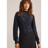 WE Fashion - Velours Gebloemde Top - Donkerblauw