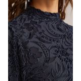 WE Fashion - Velours Gebloemde Top - Donkerblauw