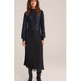 WE Fashion - Velours Gebloemde Top - Donkerblauw