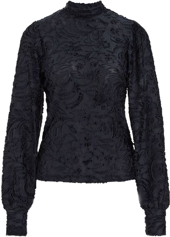 WE Fashion - Velours Gebloemde Top - Donkerblauw