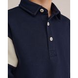 WE Fashion - Sweatshirt - Lichtbeige en Marine - Polokraag - Lange Mouw