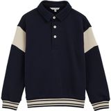WE Fashion - Sweatshirt - Lichtbeige en Marine - Polokraag - Lange Mouw