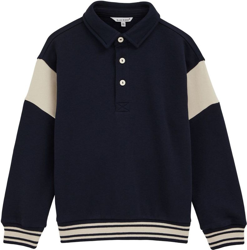 WE Fashion - Sweatshirt - Lichtbeige en Marine - Polokraag - Lange Mouw