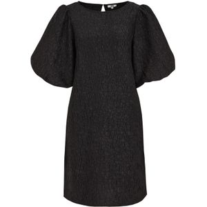 WE Fashion - Jurk - Zwart - Korte Jurk - Polyester - Ronde Hals met Knoopsluiting
