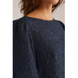 WE Fashion - Dames Jurk - Regular Fit - Ronde Hals - Korte Pofmouwen - All-over Structuur