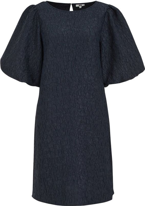 WE Fashion - Dames Jurk - Regular Fit - Ronde Hals - Korte Pofmouwen - All-over Structuur