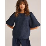 WE Fashion - Blouse - Regular Fit - Korte Pofmouwen - All-over Structuur