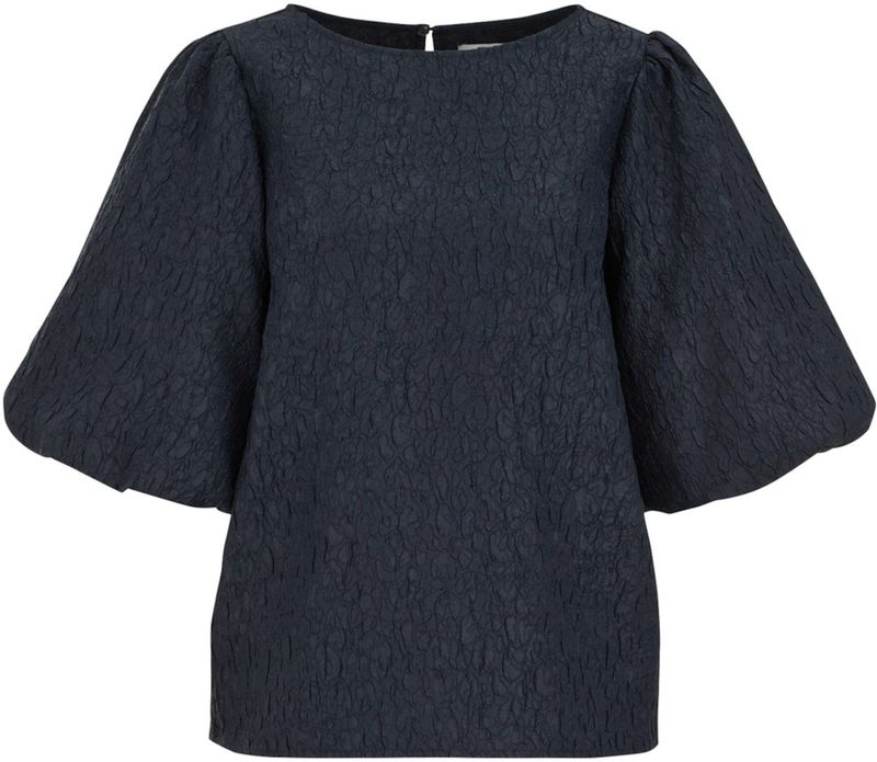 WE Fashion - Blouse - Regular Fit - Korte Pofmouwen - All-over Structuur