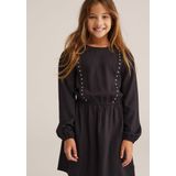 WE Fashion - Jurk - Zwart/Wit - Gevoerde Zoom - Getailleerd Model - Lange Mouw